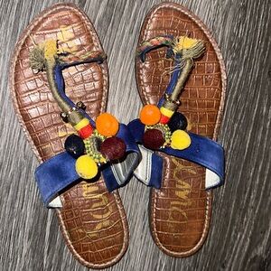 used Blue colorful puff Sam Edelman Sandals